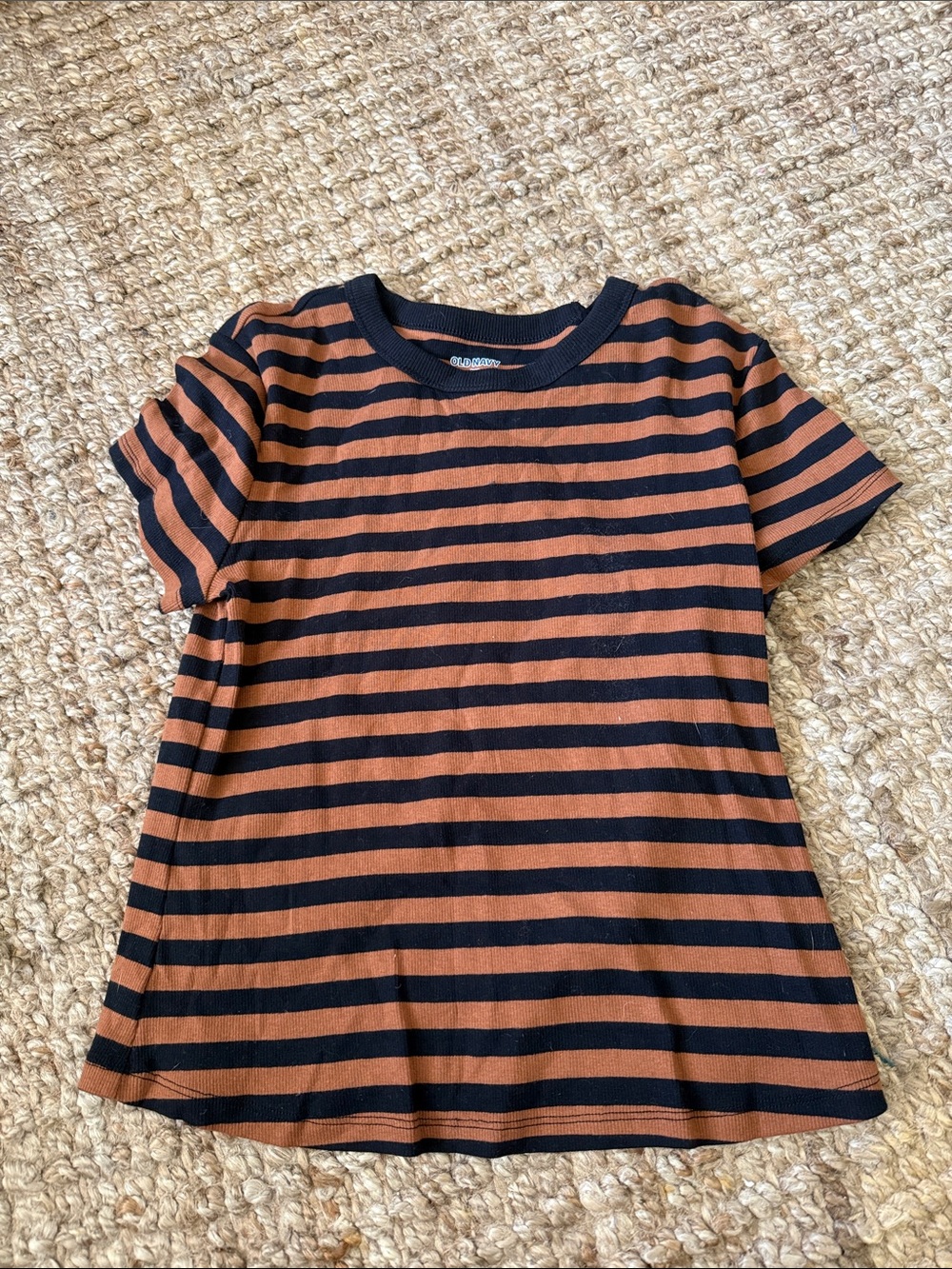 Old Navy Snug fit Black and Brown Striped Short Sleeve Tee